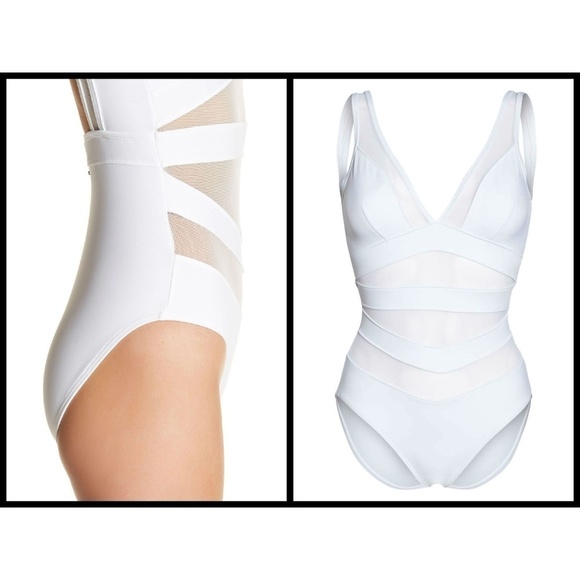 💕TED BAKER💕 White Mesh Panel One-Piece Swimsuit - Picture 6 of 16